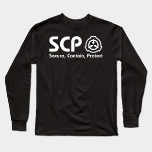 SCP Foundation Logo White Print Long Sleeve T-Shirt